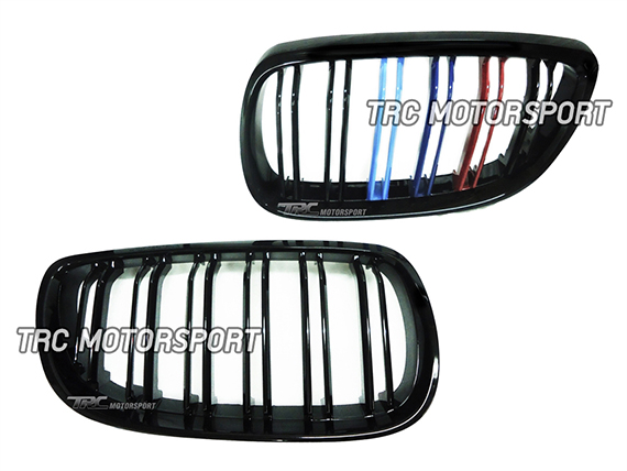 หน้ากระจัง E92 2006-09 ทรง M3 Power style สีขอบดำเงา ก้านคู่ (Gloss Black M color)